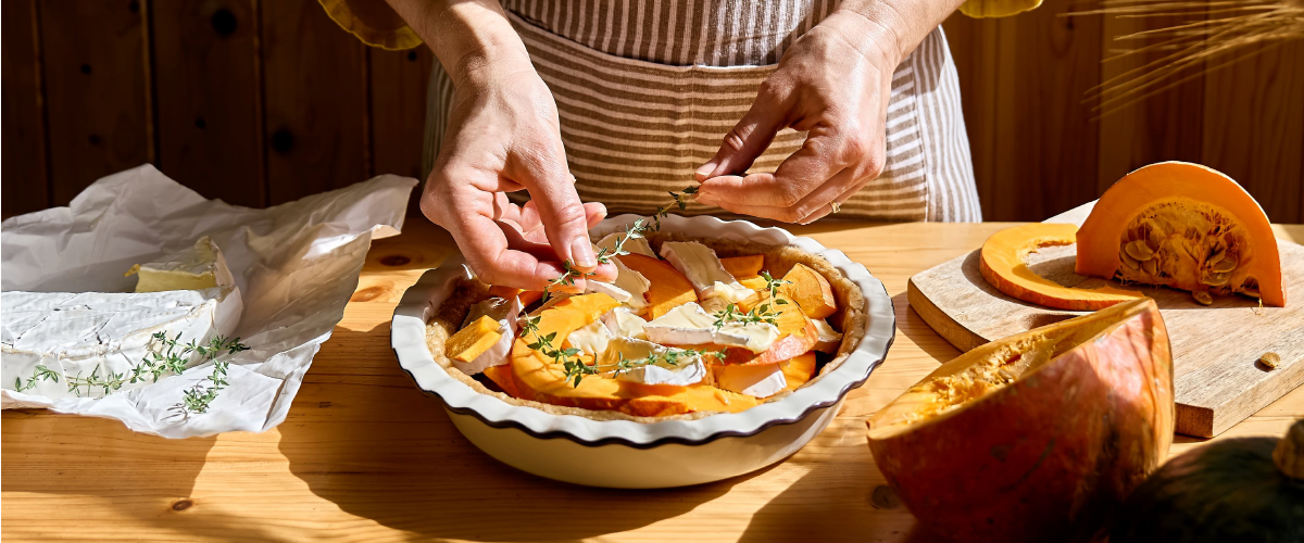 Woman baking a fall pie