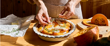 Woman baking a fall pie
