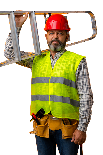 Construction man with ladder