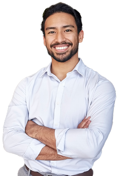 Man standing with his arms crossed and smiling