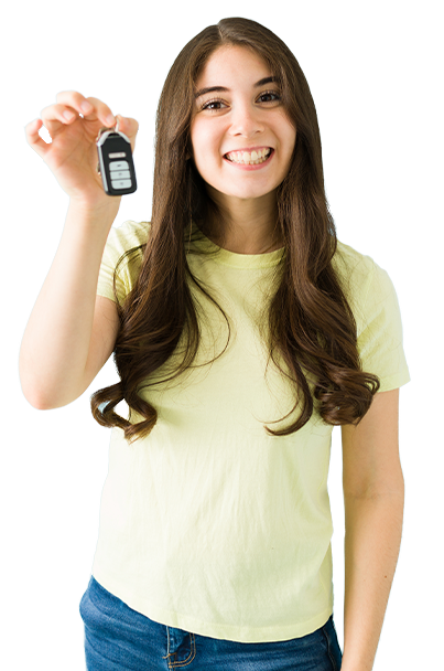 Woman holding car keys