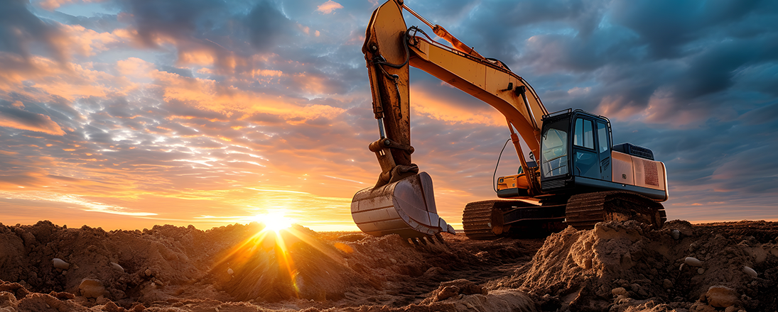 Heavy machinery digging dirt.