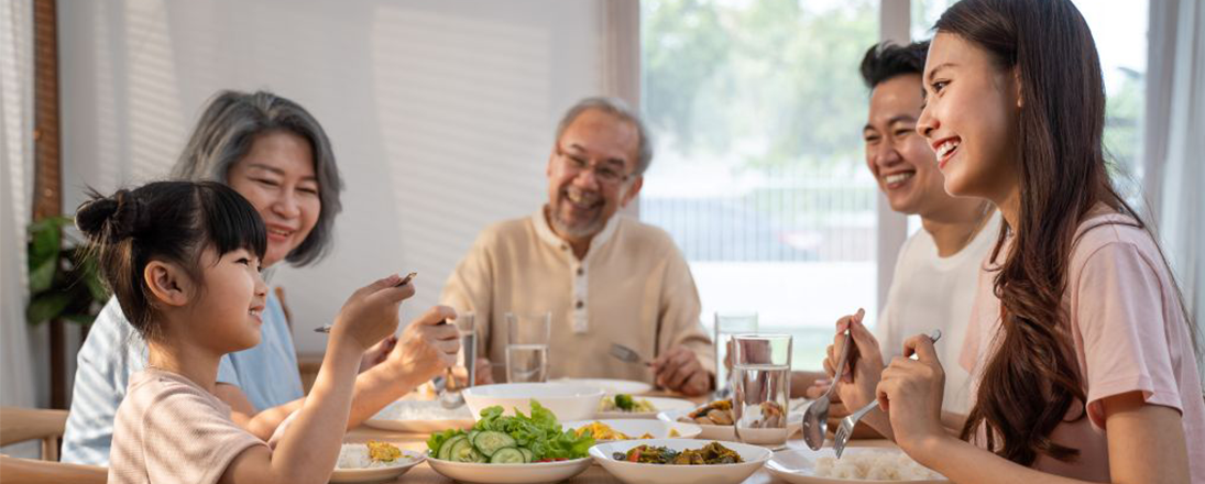 Family eating dinner together