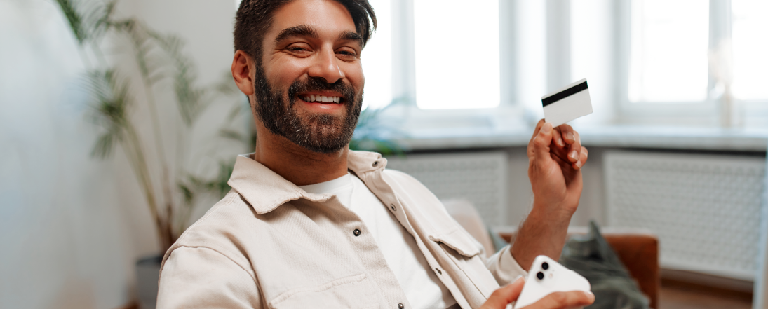 Man holding credit card
